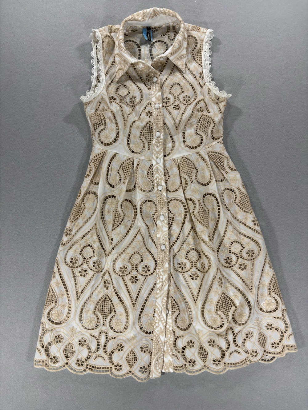 Golden days Paris Cream eyelet Lace Button-Front Dress